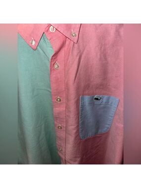 Vineyard Vines Men’s Colorblock Button-Down Shirt in Pink, Mint & Light Blue